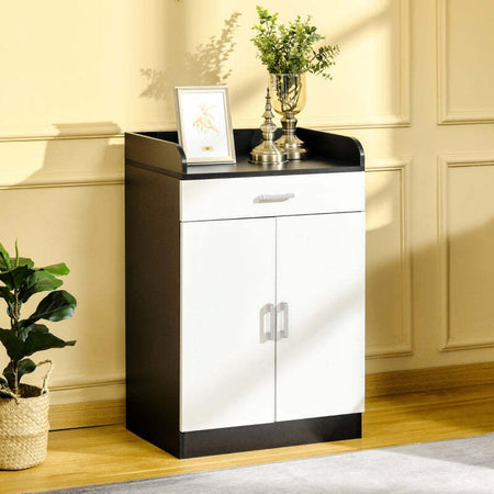 Mobiletto-con-Cassetto-e-Ripiano-Regolabile-per-Cucina,-Soggiorno-e-Anticamera,-in-MDF,-60x40x90cm,-Bianco-e-Nero-,-multiuso-ufficio-studio-ingresso-camera-bagno-F838-219A