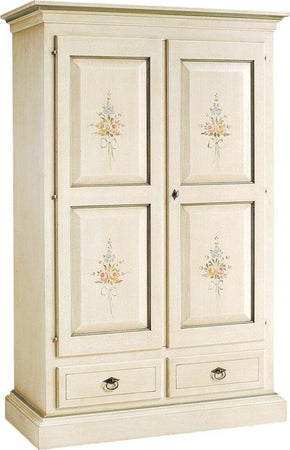 MOBILI-2G---ARMADIO-2-PORTE-IN-LEGNO-SHABBY-BIANCO-PATINATO/VERDE-125X61X200