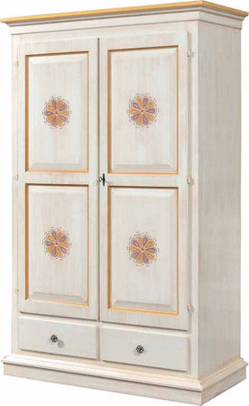 MOBILI-2G---ARMADIO-2-PORTE-LEGNO-SHABBY-AVORIO-PENNELLATO-E-DECORI-125X61X200