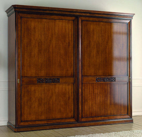 MOBILI-2G---ARMADIO-2-PORTE-SCORREVOLI-ARTE-POVERA-IN-LEGNO-TINTA-NOCE-290x67x247