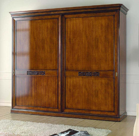 MOBILI-2G---ARMADIO-2-PORTE-SCORREVOLI-ARTE-POVERA-IN-LEGNO-TINTA-NOCE-290x67x247