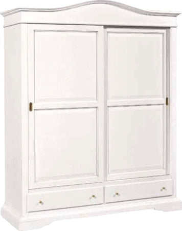 MOBILI-2G---ARMADIO-2-PORTE-SCORREVOLI-CLASSICO-LEGNO-BIANCO-180x67x225H