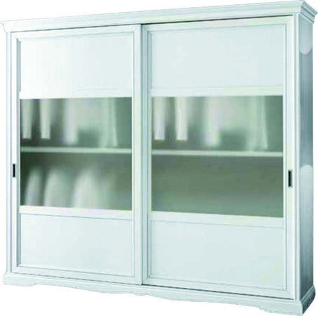 MOBILI-2G---ARMADIO-2-PORTE-SCORREVOLI-VETRO-MODERNO-IN-LEGNO-FRASSINO-BIANCO-284x65x248