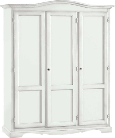 MOBILI-2G---ARMADIO-3-ANTE-IN-LEGNO-BIANCO-SHABBY-GENDARME-158x56x197H