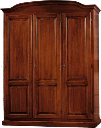 MOBILI-2G---Armadio-3-ante-in-legno-massello-classico-tinta-noce-cappello-tondo-158x56x197H