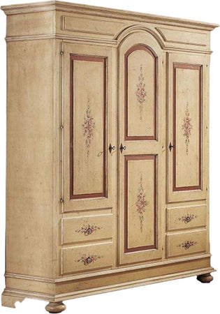 MOBILI-2G---ARMADIO-3-PORTE-ARTE-POVERA-IN-LEGNO-AVORIO-E-ROSSO-ANTICATO-184X60X223