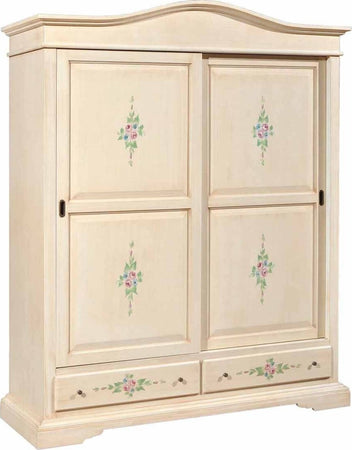 MOBILI-2G---ARMADIO-CLASSICO-2-ANTE-SCORREVOLI-AVORIO-PENNELLATO-CON-DECORI-180X67X225