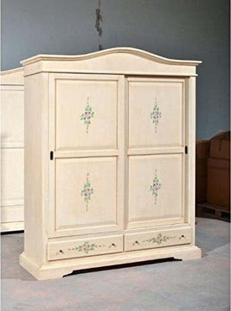 MOBILI-2G---ARMADIO-CLASSICO-2-ANTE-SCORREVOLI-AVORIO-PENNELLATO-CON-DECORI-180X67X225
