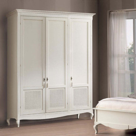 MOBILI-2G---Armadio-classico-3-porte-paglia-di-vienna-Legno-bianco-shabby-190x62x220