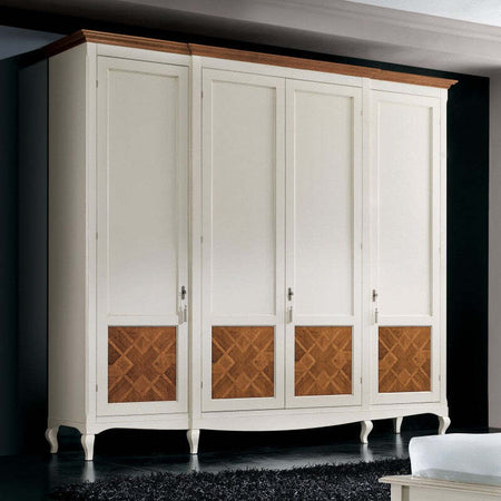 MOBILI-2G---Armadio-classico-4-porte-intarsiate-Legno-bicolore-shabby-286x65x255