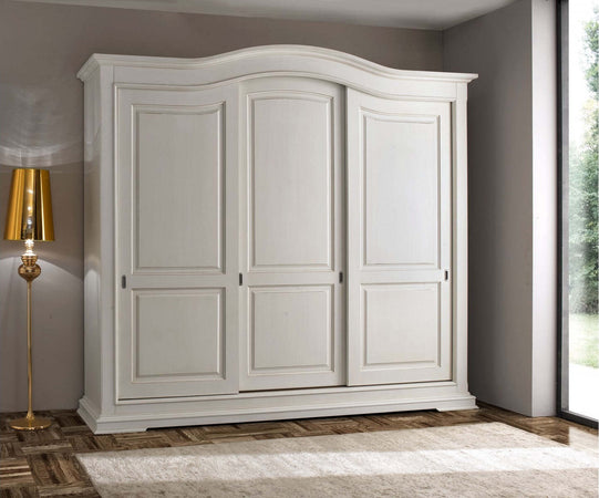 MOBILI-2G---ARMADIO-CLASSICO-LEGNO-BIANCO-3-PORTE-SCORREVOLI-294X68X265