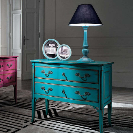 MOBILI-2G---Cassettiera-2-cassetti-Legno-azzurro-Shabby-chic-92x44x79