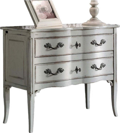 MOBILI-2G---Cassettiera-2-cassetti-Legno-bianco-Shabby-chic-92x44x79