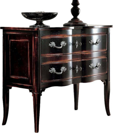 MOBILI-2G---Cassettiera-2-cassetti-Legno-nero-Shabby-chic-92x44x79