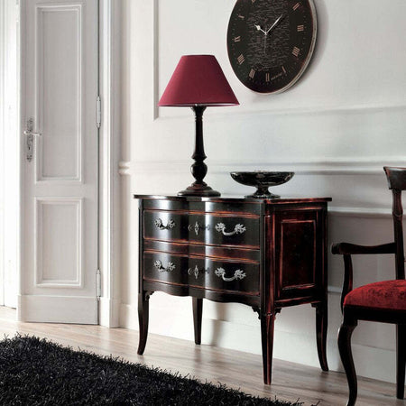 MOBILI-2G---Cassettiera-2-cassetti-Legno-nero-Shabby-chic-92x44x79