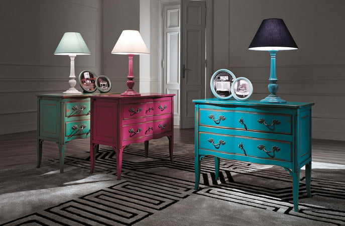 MOBILI-2G---Cassettiera-2-cassetti-Legno-rosa-Shabby-chic-92x44x79