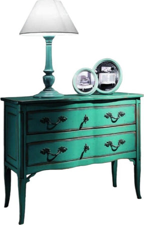 MOBILI-2G---Cassettiera-2-cassetti-Legno-verde-Shabby-chic-92x44x79