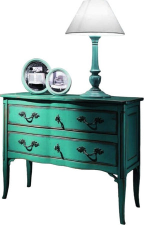 MOBILI-2G---Cassettiera-2-cassetti-Legno-verde-Shabby-chic-92x44x79