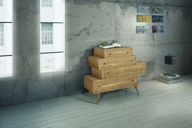 MOBILI-2G---CASSETTIERA-4-CASSETTI-IN-LEGNO-ABETE-SPAZZOLATO-110X45X95