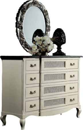 MOBILI-2G---Cassettiera-4-cassetti-Legno-Shabby-Bianco-bicolore-124x55x105