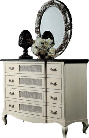 MOBILI-2G---Cassettiera-4-cassetti-Legno-Shabby-Bianco-bicolore-124x55x105