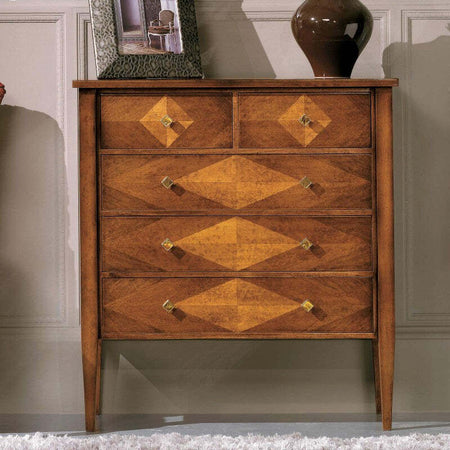 MOBILI-2G---Cassettiera-5-cassetti-Classica-intarsio-Legno-bassano-88x43x95