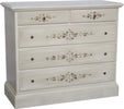 MOBILI-2G---Cassettiera-5-cassetti-legno-shabby-bianco-anticato-decori-117x51X101