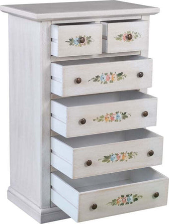 MOBILI-2G---Cassettiera-6-cassetti-in-legno-shabby-bianco-anticato-decorato-62x37X93