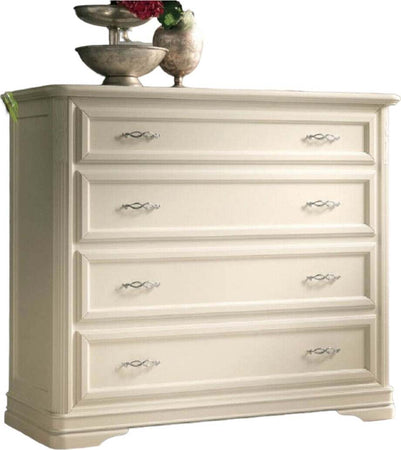 MOBILI-2G---CASSETTIERA-CLASSICA-4-CASSETTI-IN-LEGNO-MASSELLO-AVORIO-L.130-P.51-H.105