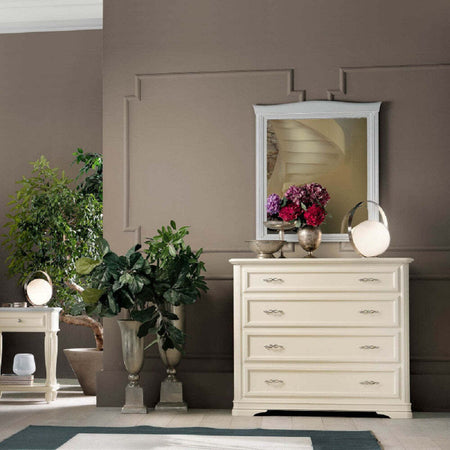 MOBILI-2G---CASSETTIERA-CLASSICA-4-CASSETTI-IN-LEGNO-MASSELLO-AVORIO-L.130-P.51-H.105