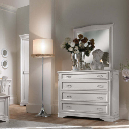 MOBILI-2G---CASSETTIERA-CLASSICA-4-CASSETTI-IN-LEGNO-MASSELLO-AVORIO-L.130-P.51-H.105