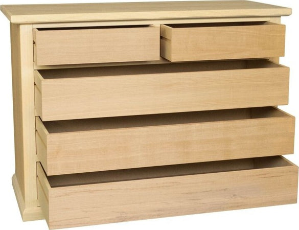 MOBILI-2G---Cassettiera-classica-5-cassetti-In-Legno-grezzo-120x50x85