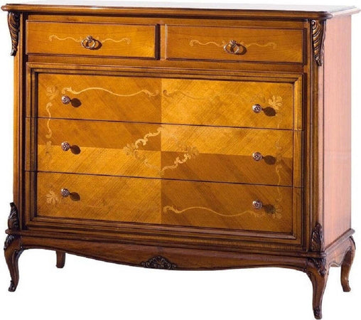 MOBILI-2G---CASSETTIERA-CLASSICA-IN-LEGNO-5-CASSETTI-FINITURA-BASSANO-L.132-P.58-H.113