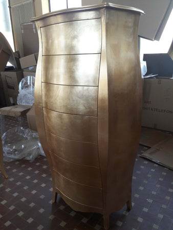 MOBILI-2G---CASSETTIERA-CLASSICA-IN-LEGNO-BOMBATA-IN-FOGLIA-ORO-74x37x142