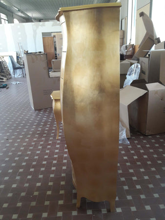 MOBILI-2G---CASSETTIERA-CLASSICA-IN-LEGNO-BOMBATA-IN-FOGLIA-ORO-74x37x142