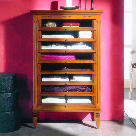 MOBILI-2G---CASSETTIERA-PORTA-CAMICIE-CLASSICA-8-CASSETTI-IN-LEGNO-FINITURA-BASSANO-L.75-P.41-H.120