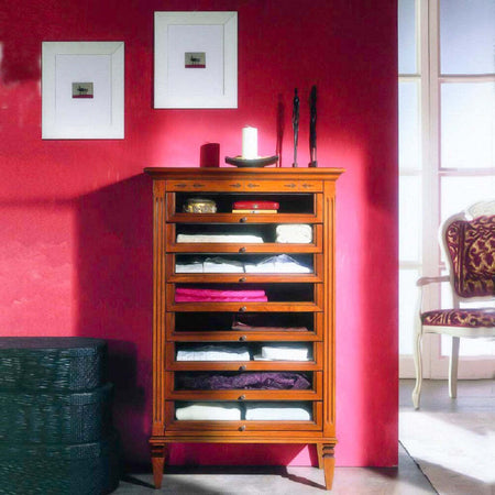 MOBILI-2G---CASSETTIERA-PORTA-CAMICIE-CLASSICA-8-CASSETTI-IN-LEGNO-FINITURA-BASSANO-L.75-P.41-H.120