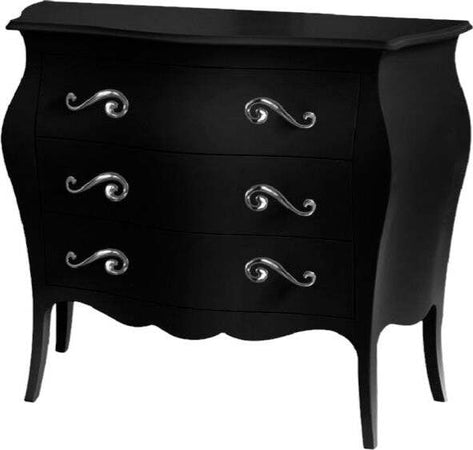MOBILI-2G---Cassettiera-sagomata-3-cassetti-legno-nero-opaco-argento-99x41X85
