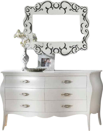 MOBILI-2G---COMÒ-BOMBATO-CLASSICO-6-CASSETTI-SHABBY-BIANCO-OPACO-162X58X85