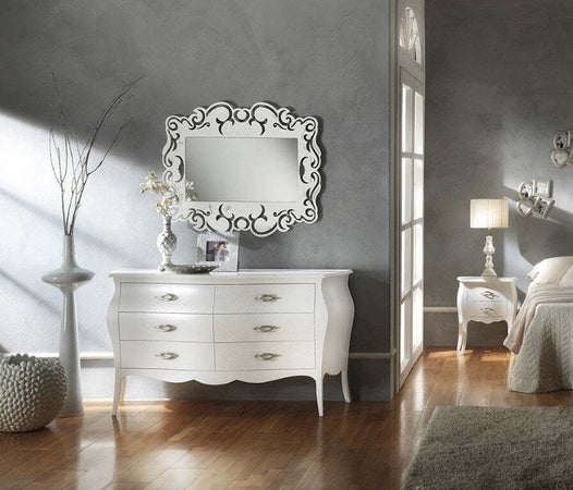 MOBILI-2G---COMÒ-BOMBATO-CLASSICO-6-CASSETTI-SHABBY-BIANCO-OPACO-162X58X85