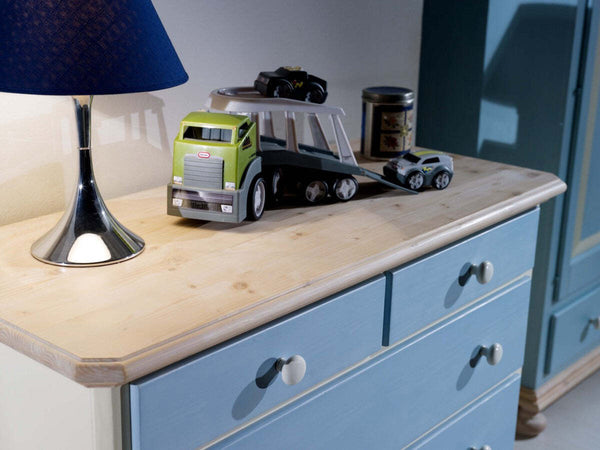 MOBILI-2G---COMO-5-CASSETTI-IN-LEGNO-AZZURRO-MIELE-L.118-P.52-H.99