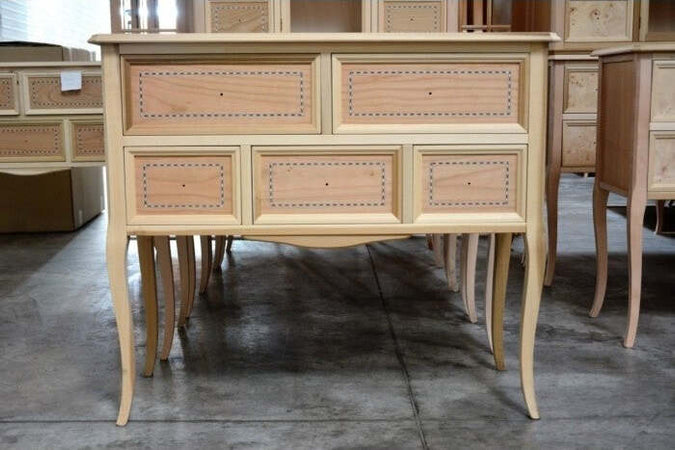 MOBILI-2G---CONSOLLE-CASSETTIERA-CLASSICA-IN-LEGNO-GREZZO-5-CASSETTI-98X40X85