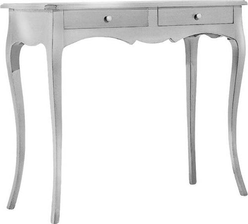 MOBILI-2G---Consolle-classica-2-cassetti-legno-foglia-argento-96x41x80