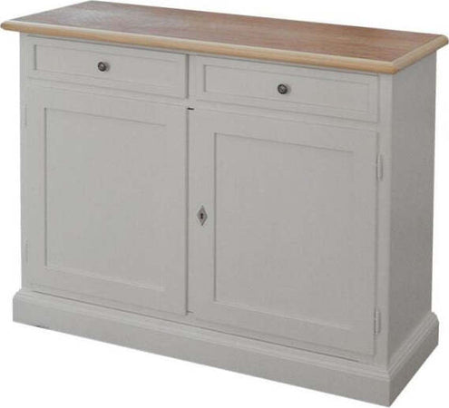 MOBILI-2G---Credenza-2-Ante-2-cassetti-shabby-bianco-naturale-Legno-105X42X85