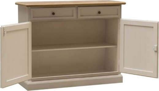 MOBILI-2G---Credenza-2-Ante-2-cassetti-shabby-bianco-naturale-Legno-105X42X85