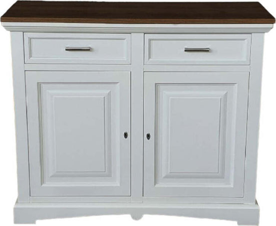 MOBILI-2G---Credenza-2-ante-Legno-bianco-noce-bicolore-shabby-117X46X96