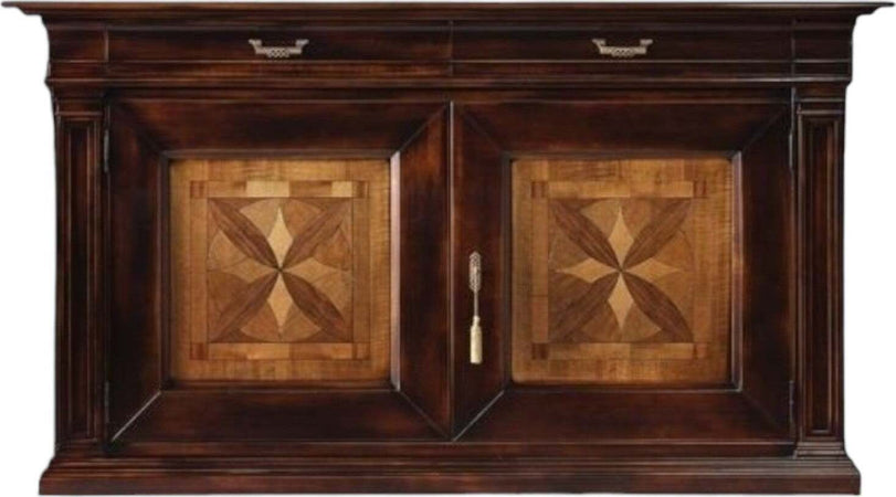 MOBILI-2G---CREDENZA-2-PORTE-CLASSICA-INTARSIO-LEGNO-BICOLORE-200X56x113