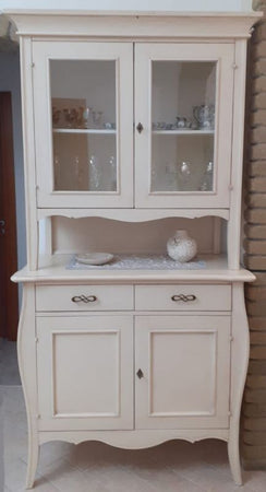 MOBILI-2G---CRISTALLIERA-2-PORTE-CLASSICA-LEGNO-BIANCO-SHABBY-105x50x209