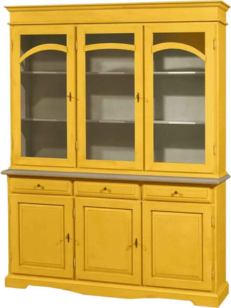 MOBILI-2G---CRISTALLIERA-3-ANTE-LEGNO-PENNELLATO-GIALLA-156X42X205