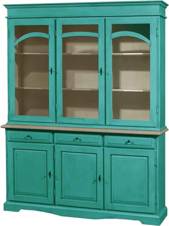 MOBILI-2G---CRISTALLIERA-3-ANTE-LEGNO-PENNELLATO-VERDE-156x42x205